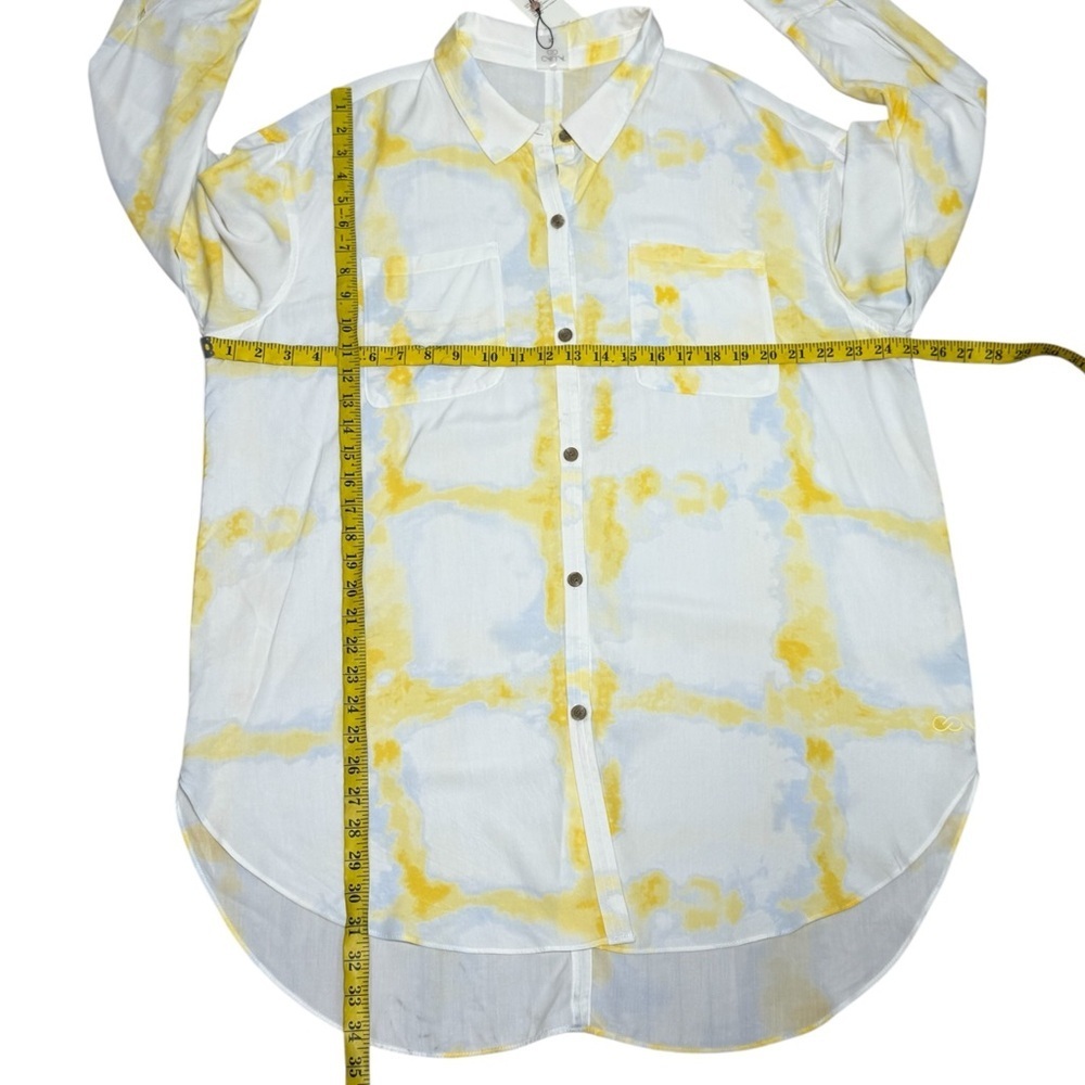 Calia By Carrie Underwood Cover Up Shirt Watercolor Plaid Yellow purple Size XL - Picture 5 of 11